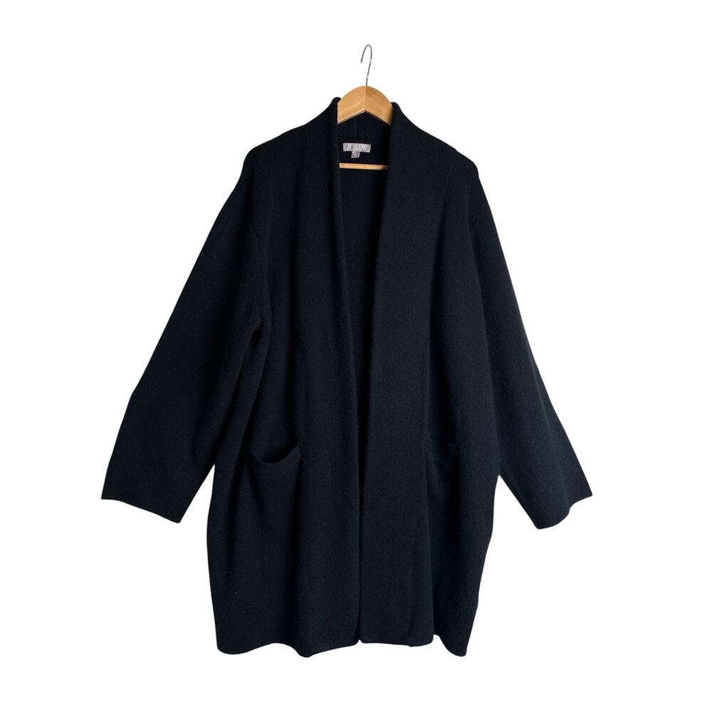 J.Crew Cocoon Sweater Blazer Cardigan Black Oversized Wool Blend XL - Picture 2 of 8